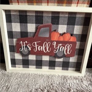 Kirklands Red and Black Fall Decor Sign 17x13x1.5.